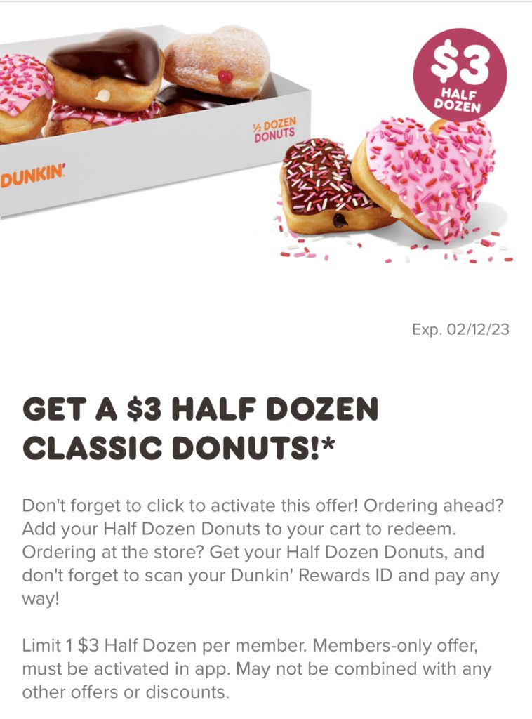 Dunkin’ Donuts Valentine’s Day Half Dozen only 3.00! Extreme