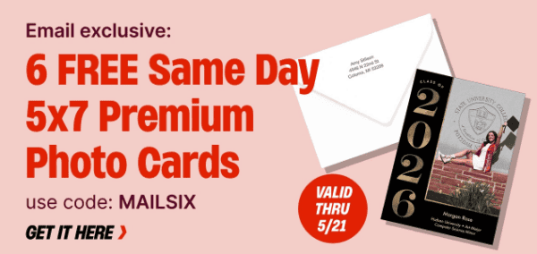 6 FREE 5x7 Photo Cards at Walgreens