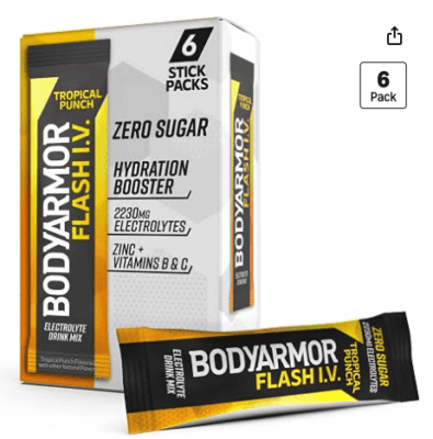 🔥 BODYARMOR Flash I.V. Electrolyte Packets 6-Count Only $3.99 — 31% Off on Amazon!