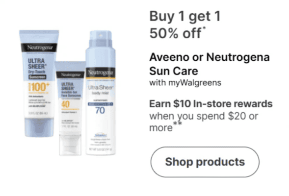 Neutrogena Sunscreen as low as $3.74 each at Walgreens!