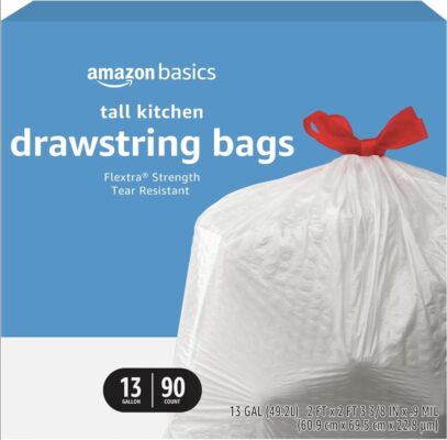 Amazon Basics Flextra Tall Kitchen Drawstring Trash Bags, 90 Count Only $6.14 Shipped