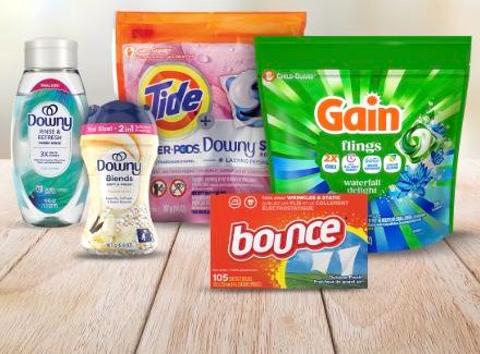 Bounce, Downy, Gain and Tide laundry products at Walgreens