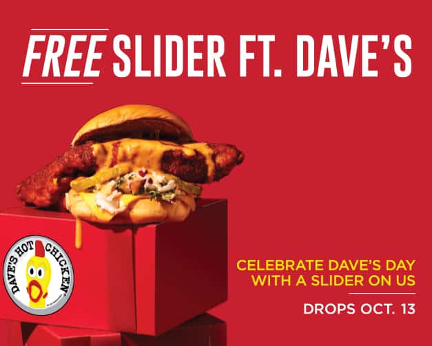 Dave's Day free slider promotion for October 13