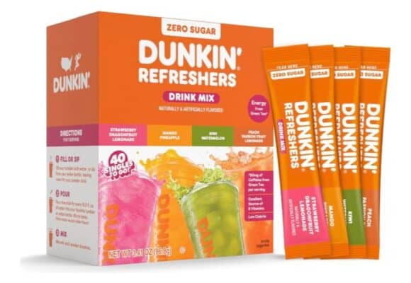 Singles To Go Dunkin Refreshers Green Tea Drink Mix Packets 40 Count
