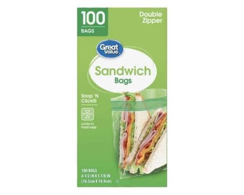 Great Value Double Zipper Sandwich Bags 100 count at Walmart