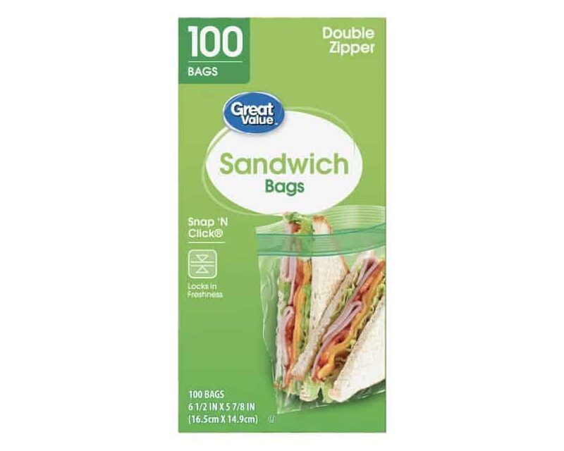 Great Value Double Zipper Sandwich Bags 100 count at Walmart