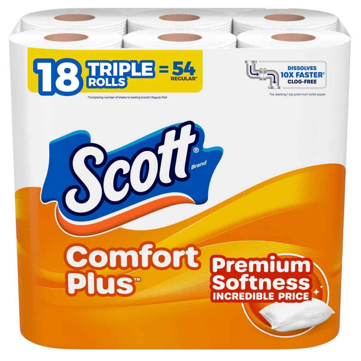 Scott Comfort Plus toilet paper, 18 triple rolls